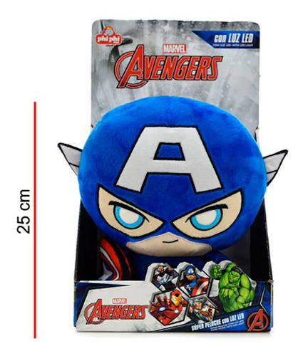 Peluche Marvel Avengers Capitan América Con Luz Led 25cm
