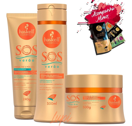  Kit Haskell S.o.s Verao Sh Masc 300 Creme Sem Enxague 240g