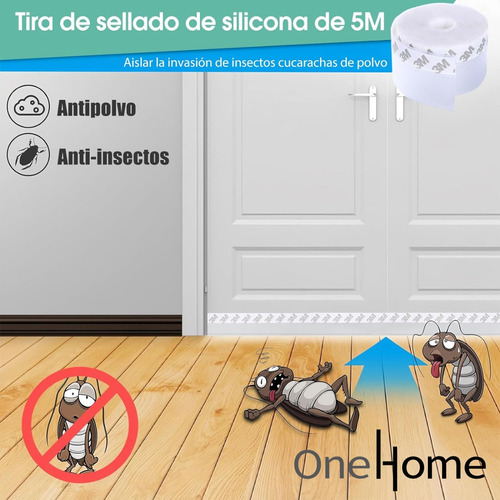 3 Tiras De Sellado Silicona Puertas Ventanas Guardapolvo Transparentes