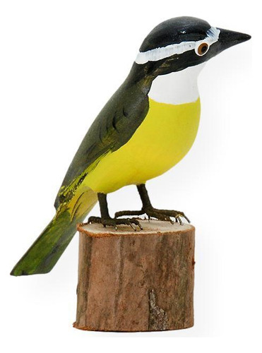 Escultura Madeira: Pássaro Bem-ti-vi (382
