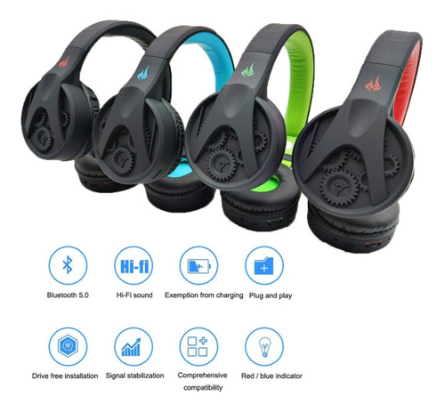 Fone De Ouvido Estéreo Sem Fio Extra Bass Bluetooth Azul
