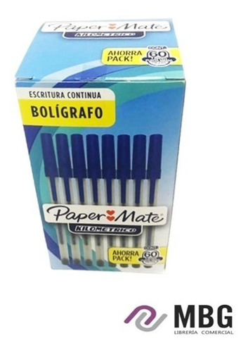 Imagen 2 de 5 de Bolígrafo Paper-mate 1.0 Mm Kilometrico Por 60 Unidades