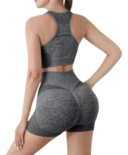 Conjunto Deportivo Dama Short Licra Levanta Cola Push Up+top