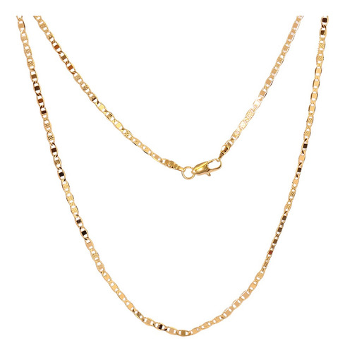 Collar Fina Chapado En 14k Cadena De Dos Estilos Planos