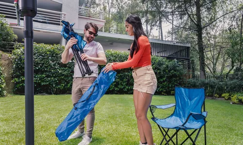 SILLA PLEGABLE ROJO/AZUL/NEGRO POLIÉSTER ESTRUCTURA DE ACERO