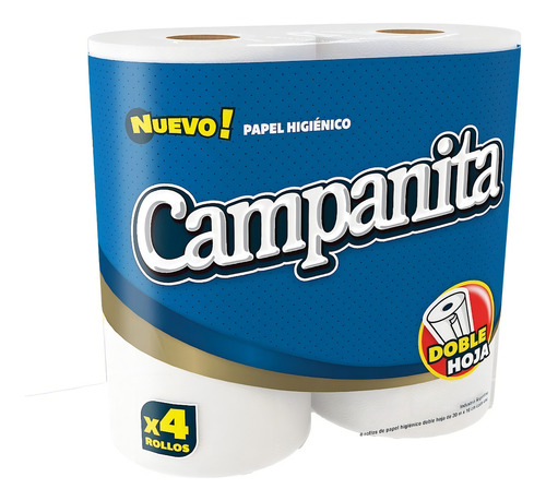 Papel Higienico Doble Hoja Ultra Campanita 4 Unidades X30mt