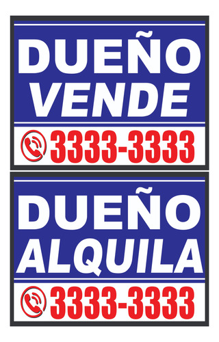 Cartel Lona Impresa Dueño Vende, Alquila  80x50 Con 4 Ojales