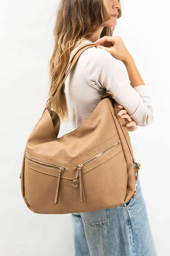 Cartera/mochila La Chapelle Pu Correa Ajustable Oro Lisa Color Negro