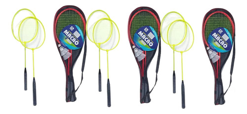 Combo 4 Raquetas Badminton 2 Volantes Accesorios Cancha