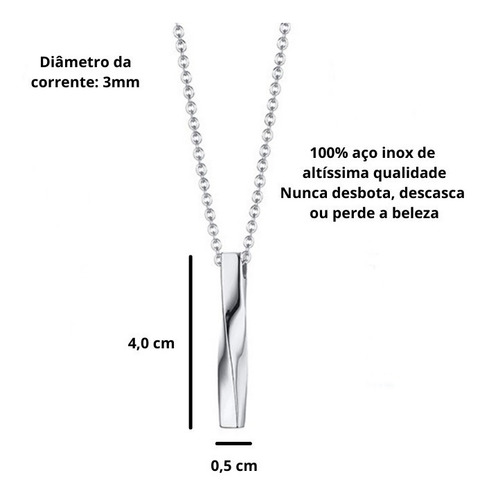 Imagem 5 de 5 de Colar Masculino Com Pingente Palito Torcido