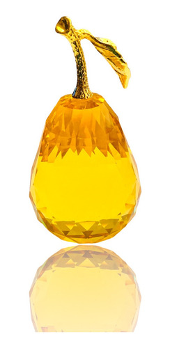 Figura Pera Amarillas Facetadas Vidrio Cristal Grande