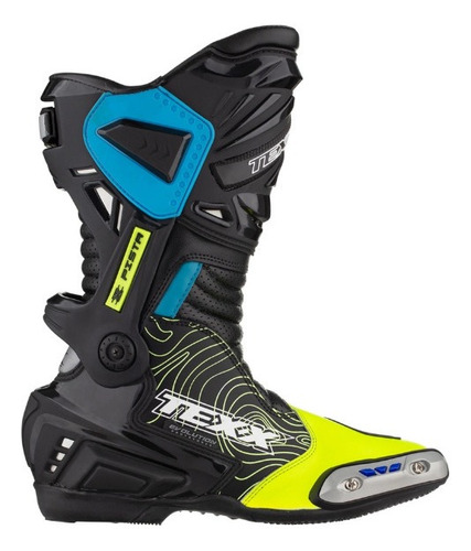 Bota Texx Pista Speed Moto Esportiva Preto Azul