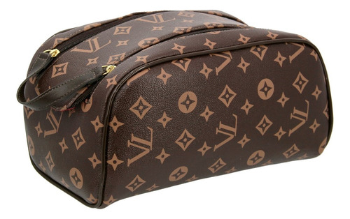 Kit Bolsas Necessaire E Mala Viagens Resistente Alça Reforça Marrom Letra Ouro Marrom