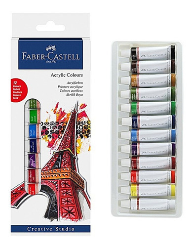 Set 12 Pinturas Acrílicas Profesionales Arte Faber Castell