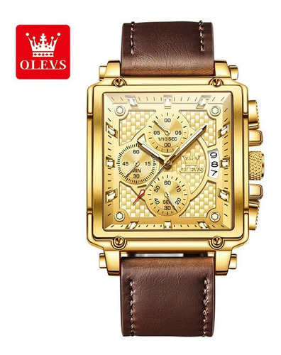 Olevs Men Square Chronograph Quartz Relógios