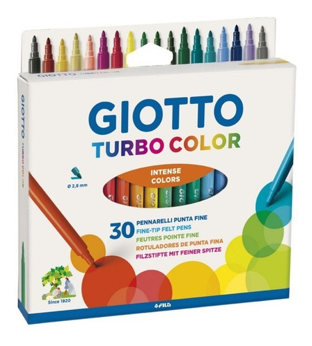 Marcadores Fibras Giotto Turbo Color X 30 Lavables No Toxico