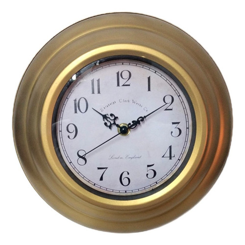 Reloj Pared Metal Dorado Opaco, 27cm 