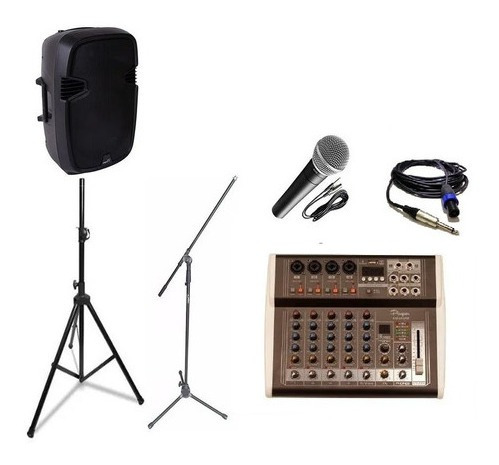 Kit Audio Parquer Bafle Pasivo 12 Mixer Potenciada Mic Cuota