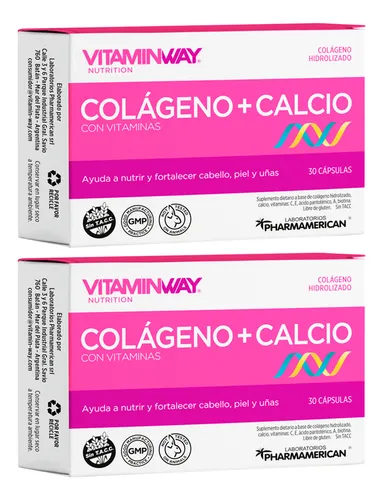 Vitamin Way Kit X2 Colágeno + Calcio Cabello Piel Uñas 30c