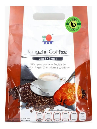 Cafe Lingzhi 3 En 1 Con Ganoderma 20 Sobres Dxn