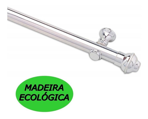 Varão Cromado 2 Metros 19mm Fino Com Kit De Instalação Cor Cinza Claro