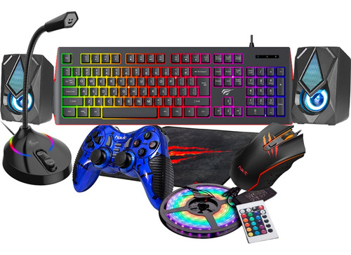 Combo Gamer 8en1 Con Tira Led,parlante Y Joystick Gd25| Css®