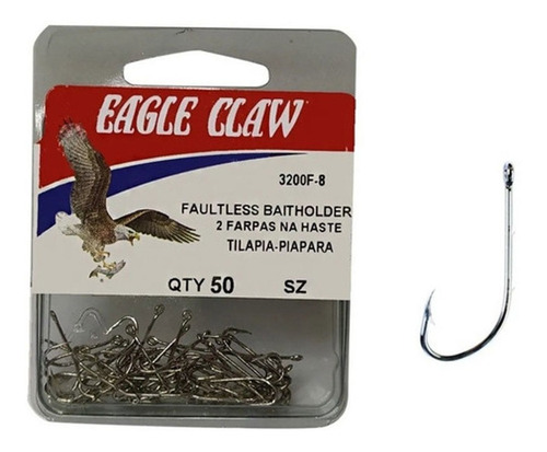 Anzol Eagle Claw Dupla Farpa N1 C/50un Super Resistente