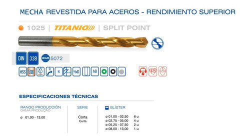 Mecha Punta Oro Titanio Diam 4.50 Mm Split Point