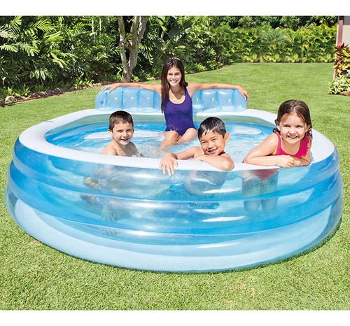 Piscina Inflable C Asiento Y Portavasos 2.29m Intex P/ Niños