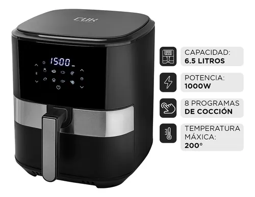 Freidora De Aire Cuk By Gadnic 6.5 Litros Multifunción Eléctrica Táctil Antiadherente Negro