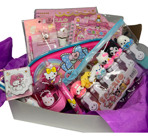 Box Escolar Set De Utiles Escolares Kawaii Con Cartuchera