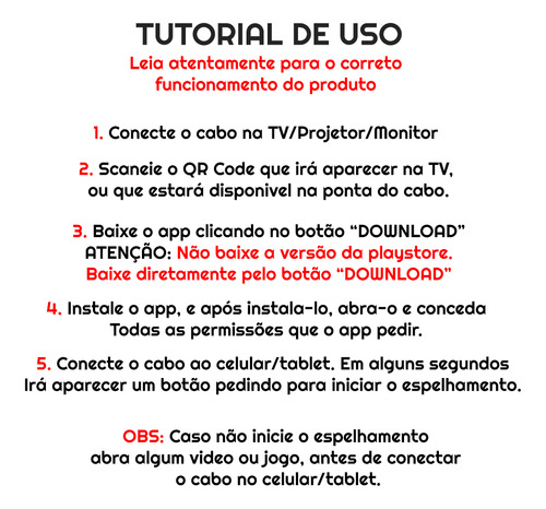 Cabo Adaptador Hdmi Para Celular Sem Mhl Espelha Tela Ld39