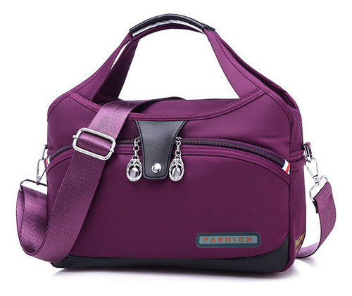 Oxford Fash Bolsos Impermeables De Tamaño Mediano Para Mujer Color Violeta Diseño De La Tela Liso