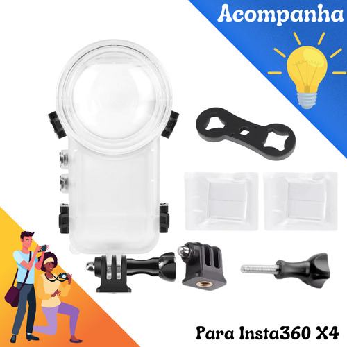 Case Caixa Estanque Mergulho Insta360 X4 Proteção Piscina Vibe Shoot