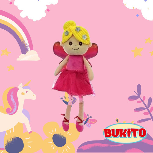 Imagen 2 de 8 de Peluche Hada Bailarina Phi Phi Toys Rosa Suave Y Abrazable