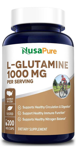 L-glutamina 1000 Mg 200 Cápsulas (vegetariano, Natural, Sin