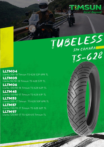 Caucho Para Moto Timsun 90/90-18 Ts-628 51p Tl Dot Iso9001a