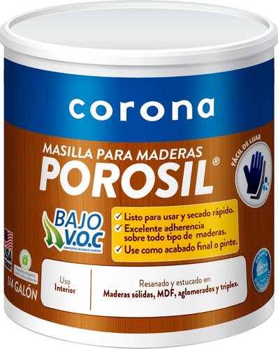 Porosil Madera Corona Bco 1/4gl