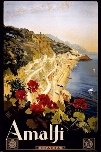 Italia Del Cartel Del Viaje De Amalfi ******* Raro Caliente 