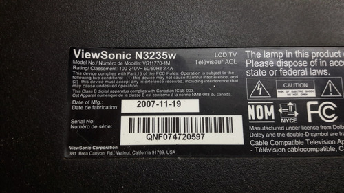 Tarjeta Madre Main Viewsonic N3235w Jc328xx12ua 2202528600p (Usado)
