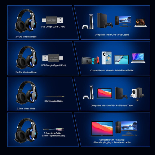 Auriculares De Juegos Inalámbricos Yotms Para Pc, Pc, Ps5, P