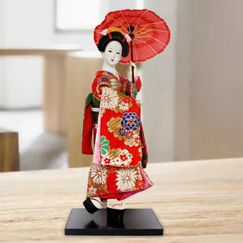 12 Japonesa Gueixa Senhora Estatueta Kimono Vermelho