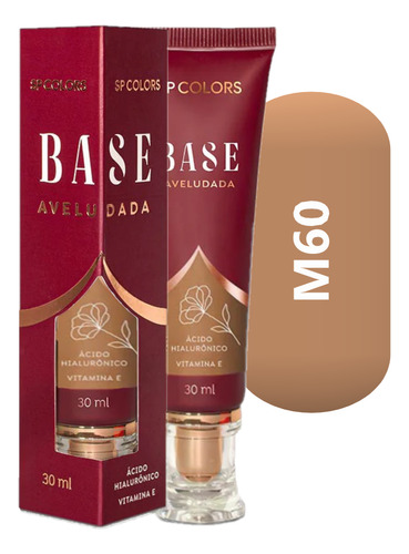 Base de maquiagem líquida SP Colors Base SP325 Base Aveludada tom m60 - kit de 6 unidades de 30mL 47g