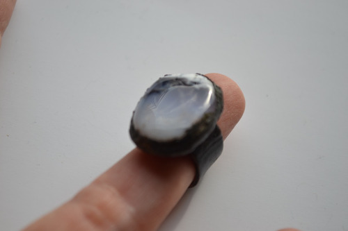 Imagen 8 de 8 de Anillo De Piedra Natural Agata, Cobre, Joyeria Contemporanea