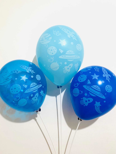 50 Globos Latex 9. Vida Espacial Azules