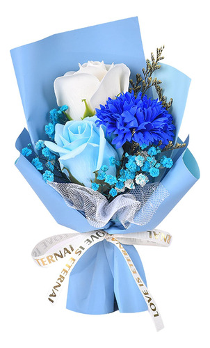 Ramo De Flores De Jabón, Decoración Del 15cm Papel Azul