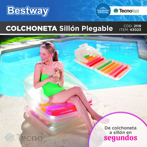 Colchoneta Sillon Inflable Bestway Plegable 2 En 1 Pileta