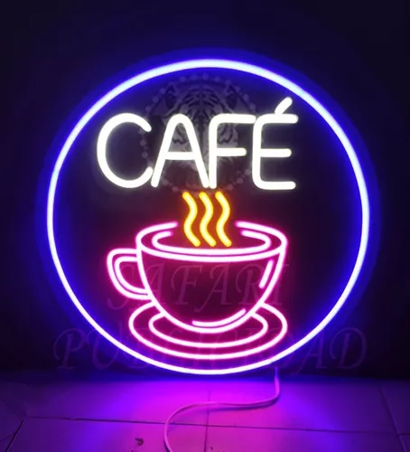 Cartel Cafe Pocillo En Neón Led - Para Exterior - Luminoso