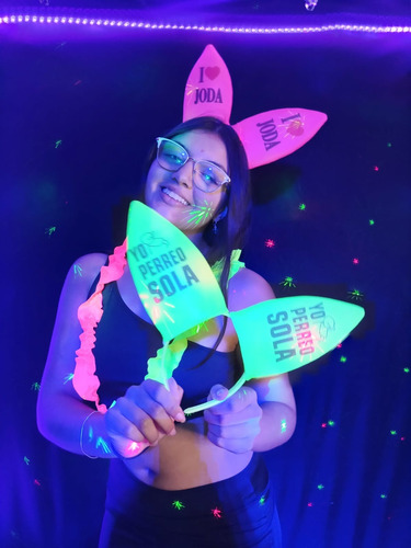 Vincha Conejo Frases Fluo X50 Cotillón Carioca Fluo Varios Colores Fluo