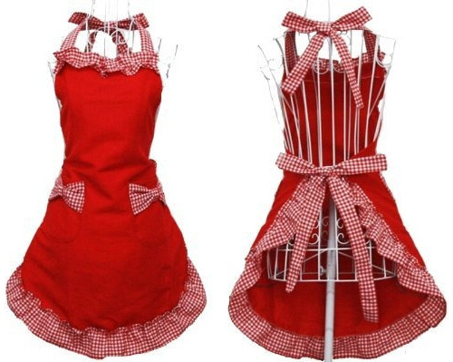 Hyzrz Cute Fashion Cotton Flirty Red Delantales Para Mujeres